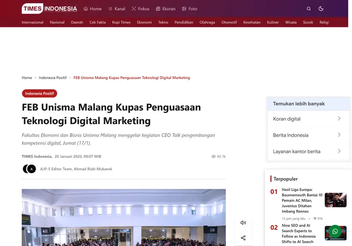 Tangkapan layar liputan: TIMES Indonesia